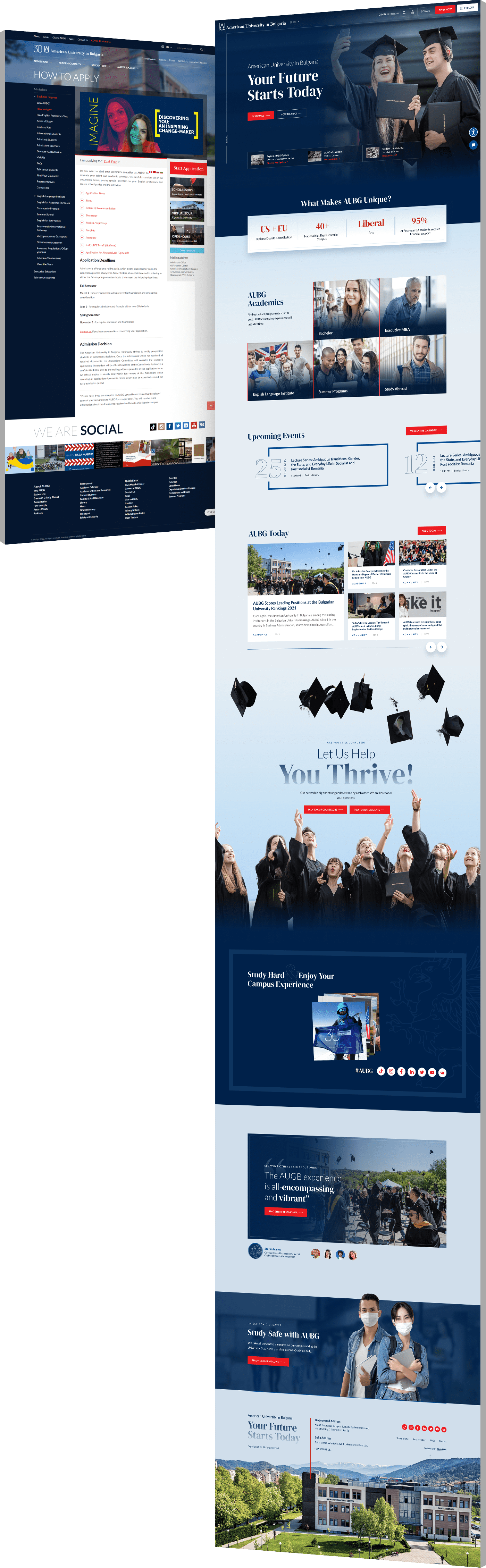 Website-redesign-AUBG American University in Bulgaria website design comparison - before and after redesign