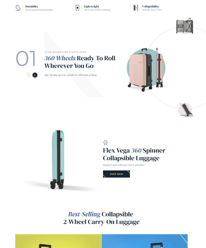 custom-website-design-rollink-2 A suitcase presented in multiple colors