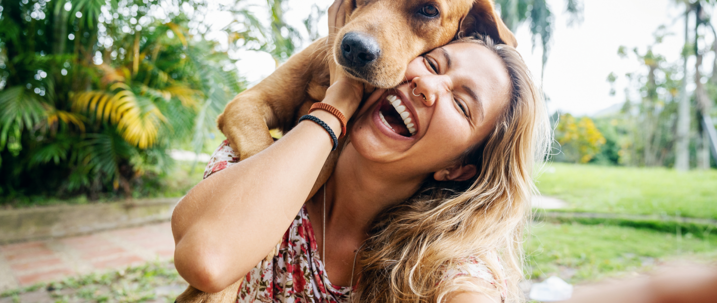 background A woman with a dog